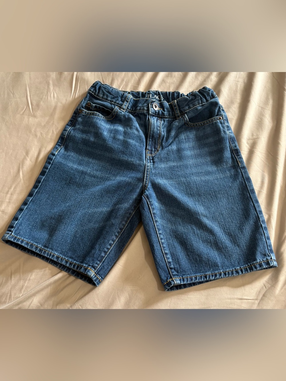 The Children’s Place Boys Medium Dark Jean Shorts Size 12 Elastic Waist EUC